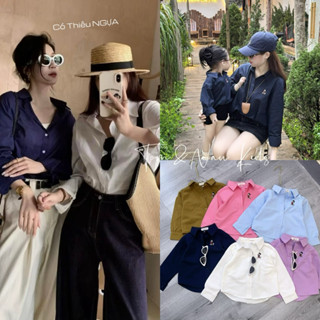  A10- tomnaukid  Áo sơ mi Thêu NGỰA& MIC MẸ và BÉ gái bé trai size từ 9-65Kg 