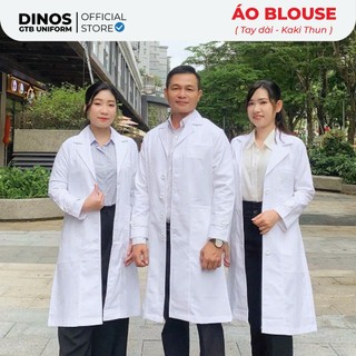  Áo Blouse Bác Sĩ Cao Cấp DINOS GTB Dài Tay Cỗ Vest Vải Kaki Thun Đủ Size Nam Nữ 