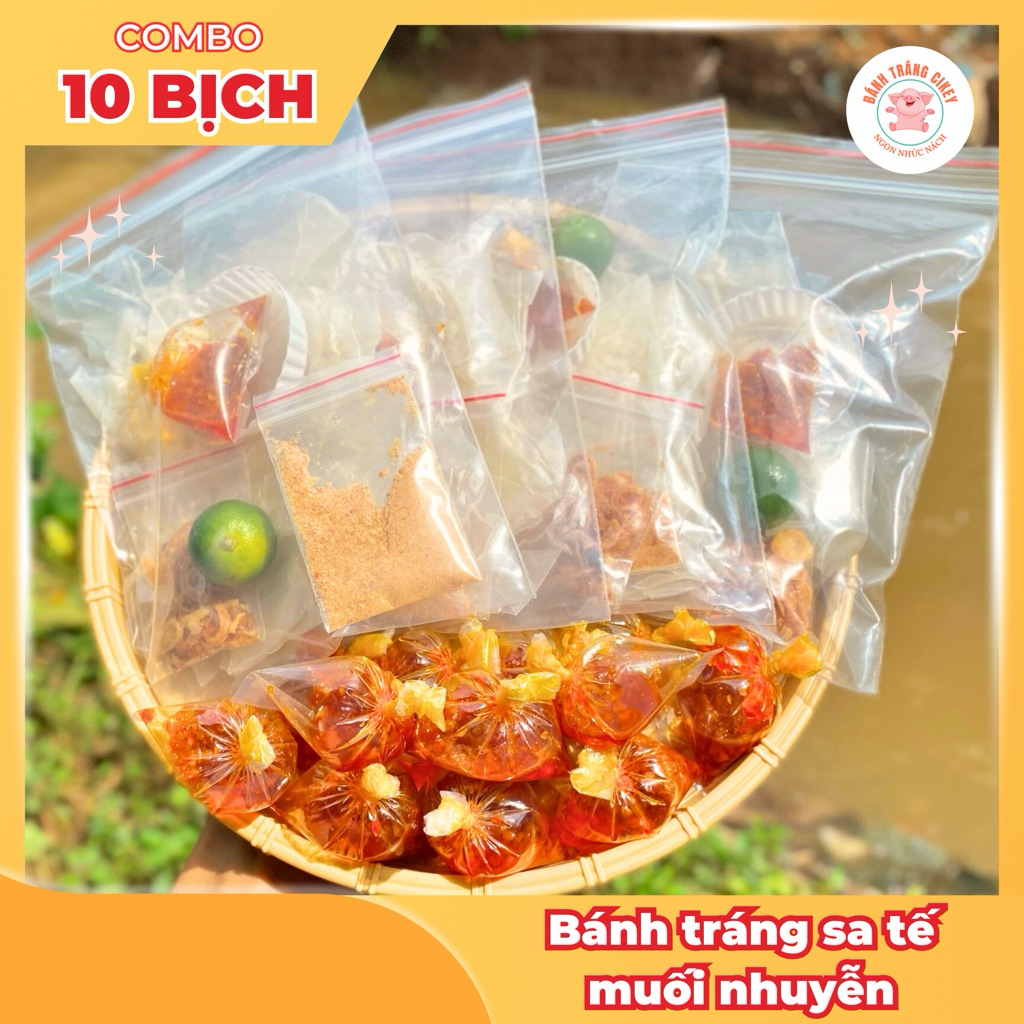 [10 bịch] Bánh tráng SA TẾ muối nhuyễn hành phi ngon nhức nách - CIKEY