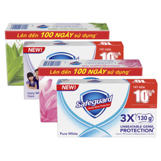  Xà Bông Cục SAFEGUARD Sạch 99% Vi Khuẩn & Dịu Nhẹ Cho Da Trắng 115-125G 