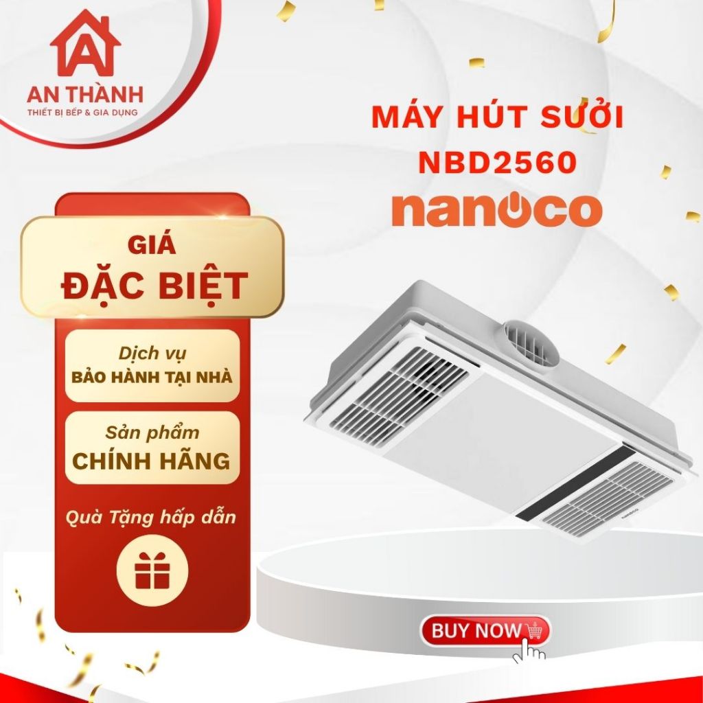 Quạt hút sưởi Nanoco NBD2560 - Thông gió đa năng, tiết kiệm điện, thiết kế hiện đại