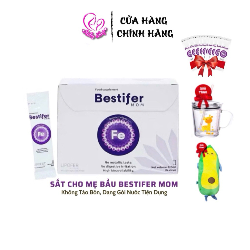 Sắt bầu Bestifer hộp 24 gói date mới 2027 vị ngon dễ uống dễ hấp thu nhập khẩu Châu Âu
