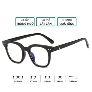 Mắt kính chữ V cao cấp hai chấm phong cách hàn quốc, Kính mát nam nữ không độ giả cận TMT K001