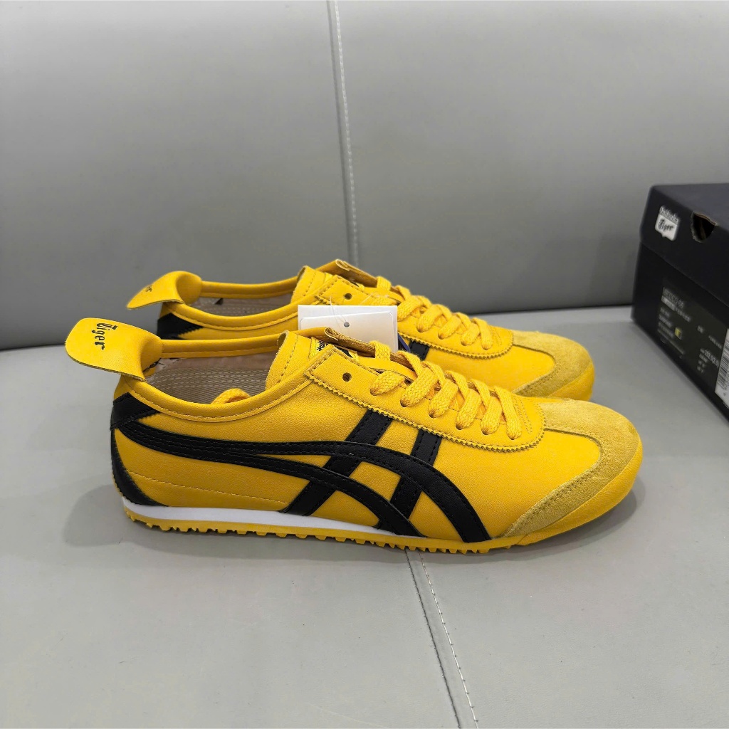 Giày sneaker vàng sọc đen cổ thấp mãnh hổ full da dành cho nam nữ thể thao thời trang