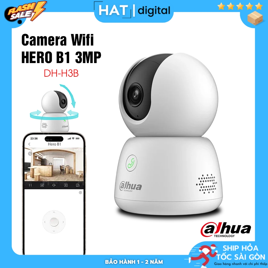 Camera Dahua Wifi Hero B1 3MP DH-H3B Xoay 360 độ, Đàm Thoại 2 Chiều | Camera Trong Nhà Dahua Độ Phân