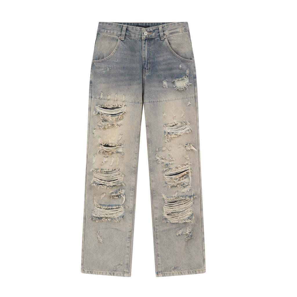 Quần jean unisex MIKENCO Destroyed Stacked Jeans