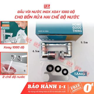  Đầu vòi nước inox xoay 1080 độ đa năng lắp bồn rửa mặt chậu rửa bát cao cấp hai chế độ nước chảy TDG HH407 