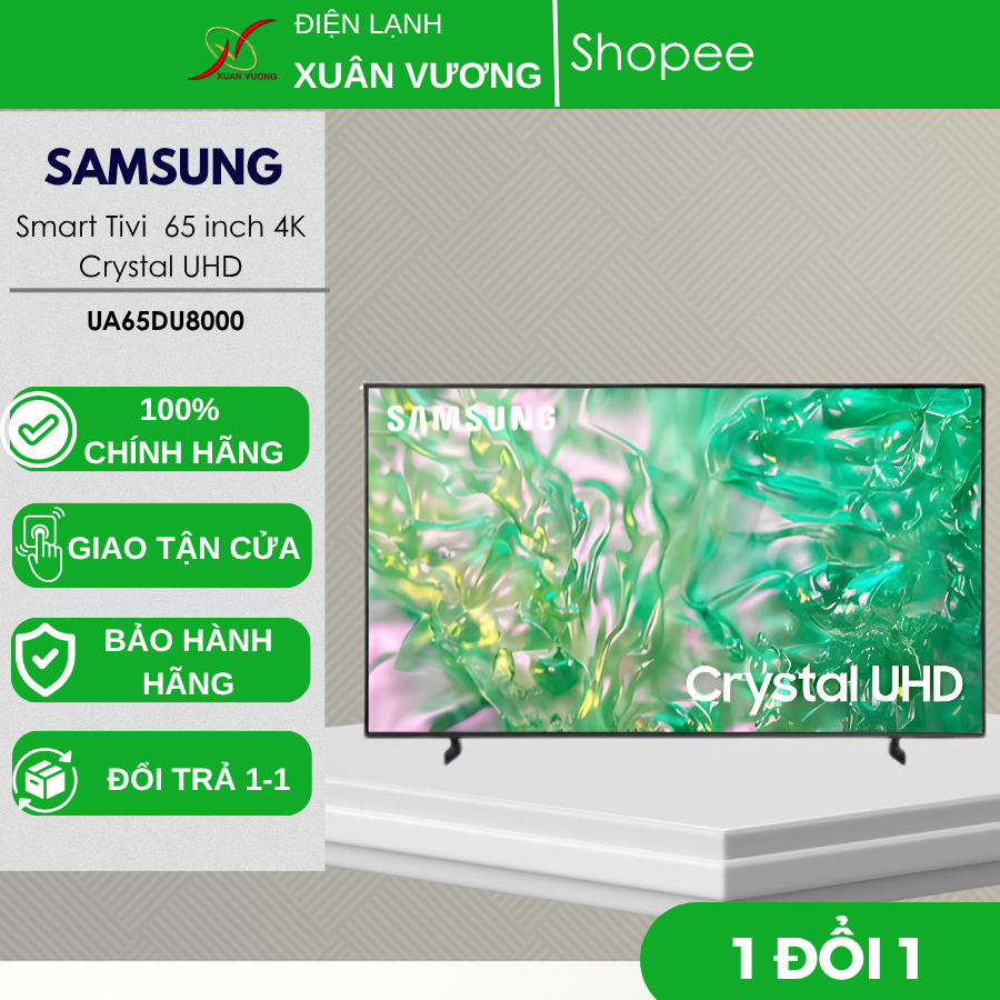 UA65DU8000 Smart Tivi Samsung 65 inch 4K Crystal UHD, Âm Thanh Vòm, viền mỏng,dáng mỏng 65DU8000