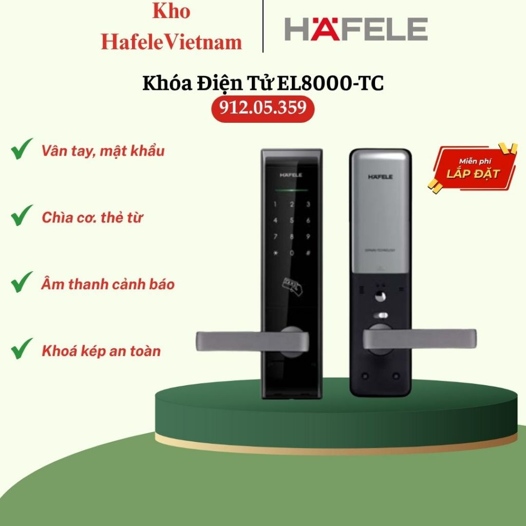 Khóa điện tử Hafele EL8000-TC (912.05.359) - Khóa Vân Tay Thông Minh, Mở Khóa Nhanh Chóng