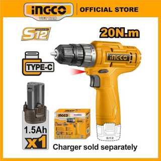  Máy khoan pin 12V giá rẻ INGCO CDLI12415 | CDLI12428 sạc Type C khoan kim loại gỗ siết vít 20NM ko kèm cáp và củ sạc 