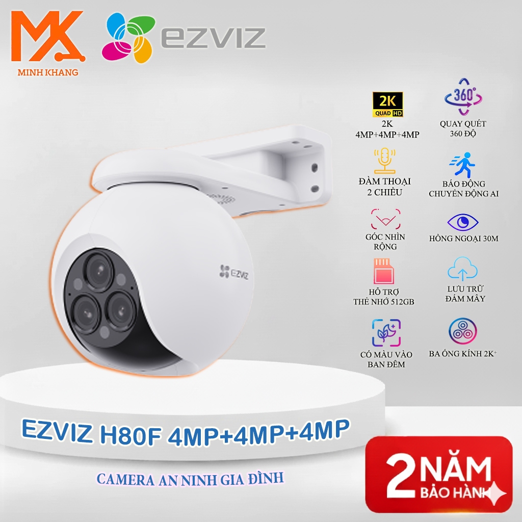 EZVIZ H80f Multi 2K⁺ ×3 – Camera Wi-Fi Ngoài Trời Thông Minh Ba Ống Kính Toàn Cảnh 360°