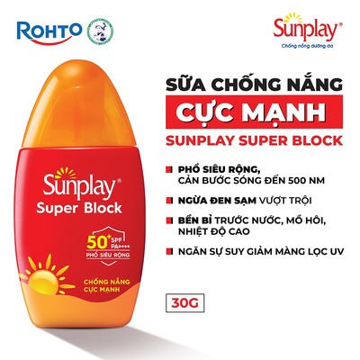 Kem chống nắng Sunplay cực mạnh, ngừa đen sạm da hiệu quả dạng sữa Sunplay Super Block SPF 50+, PA++++ 30g