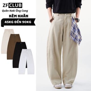  Quần Kaki Ống Cong Form Rộng Kèm Khăn Kẻ Caro ZONEF CLUB Quần Ống Rộng Vải Kaki Cotton Hàn Nam Nữ Unisex KOC 