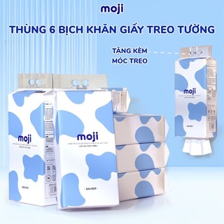  Thùng 6 túi khăn giấy rút treo tường MOJI  tặng móc treo  siêu dai và mềm mịn không chất tẩy trắng 