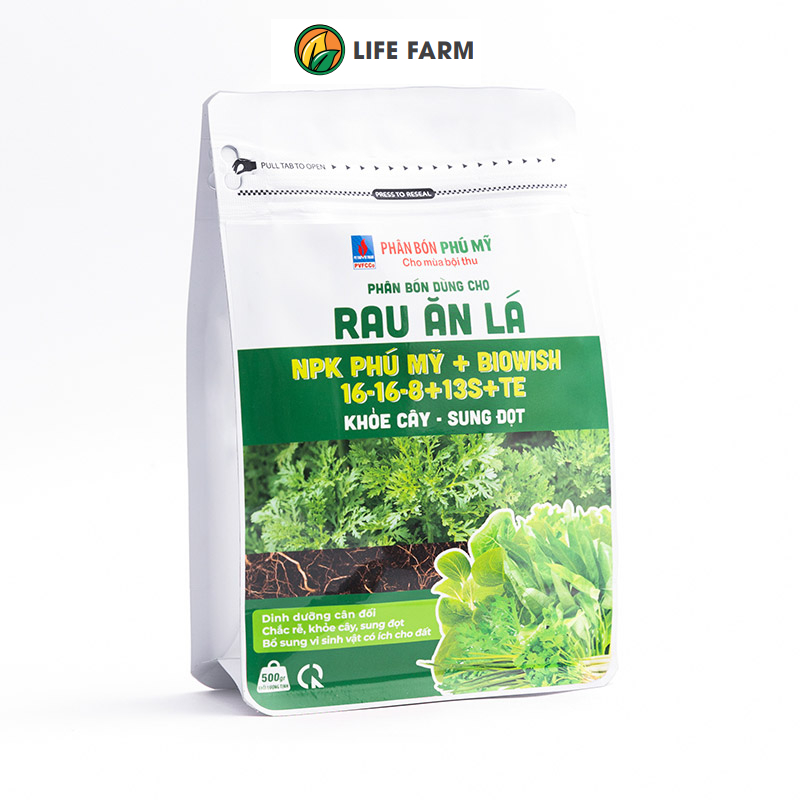 Phân bón NPK 16-16-8+13S+TE Đạm Phú Mỹ cho rau ăn lá giúp cây xanh tốt nhanh lớn bổ sung TE