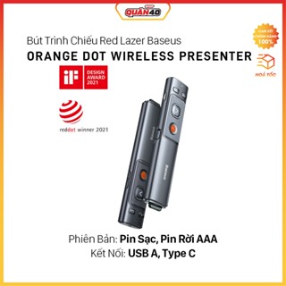  Bút Trình Chiếu Baseus Orange Dot Wireless Presenter  Red Lazer  | 2 Phiên Bản Pin Rời Và Pin Sạc - Hàng Chính Hãng 