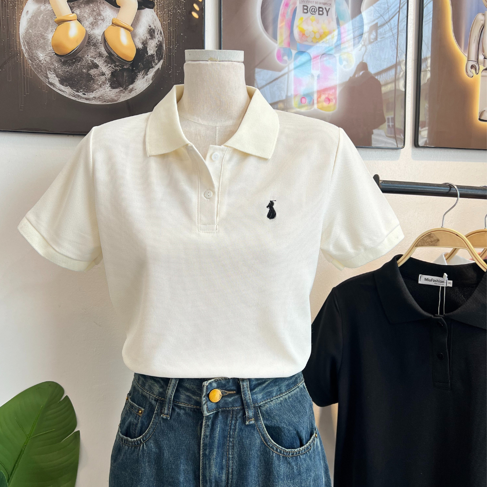 Áo thun polo nữ thêu basic trẻ trung, thanh lịch dễ phối đồ - MiuFashion | BigBuy360 - bigbuy360.vn