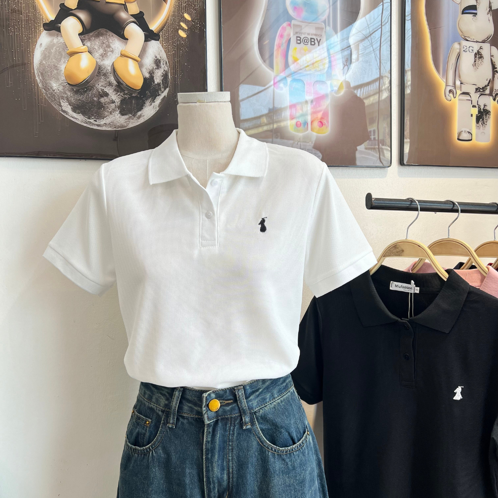 Áo thun polo nữ thêu basic trẻ trung, thanh lịch dễ phối đồ - MiuFashion | BigBuy360 - bigbuy360.vn