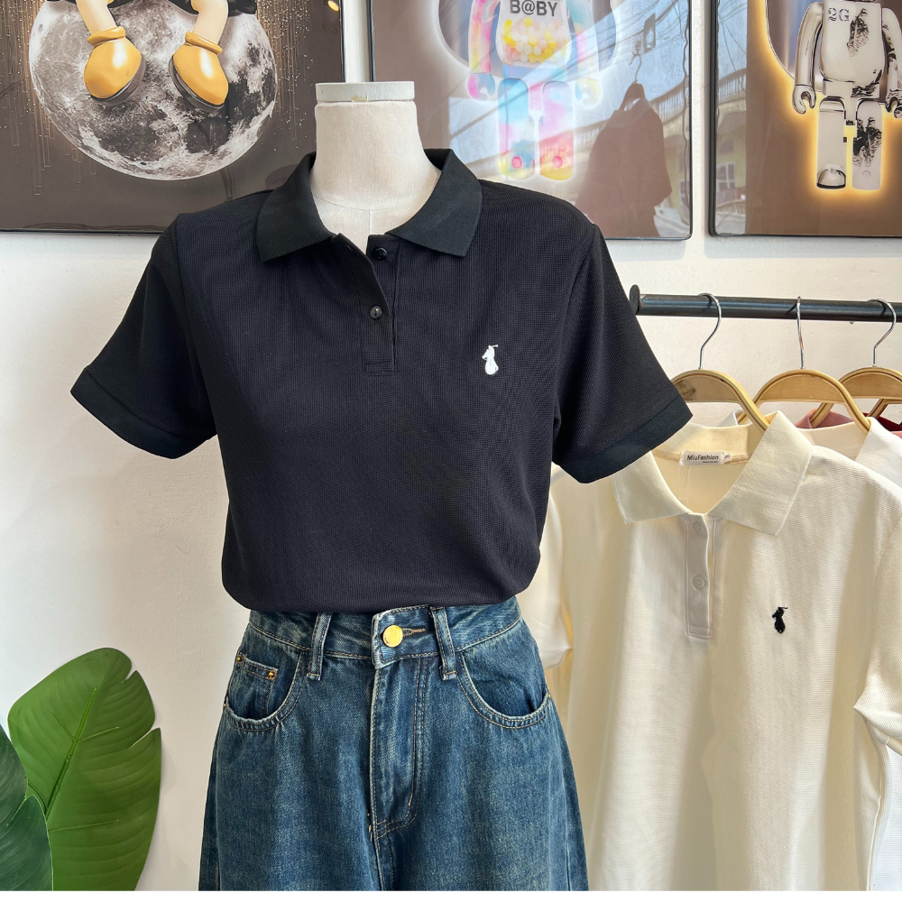 Áo thun polo nữ thêu basic trẻ trung, thanh lịch dễ phối đồ - MiuFashion | BigBuy360 - bigbuy360.vn