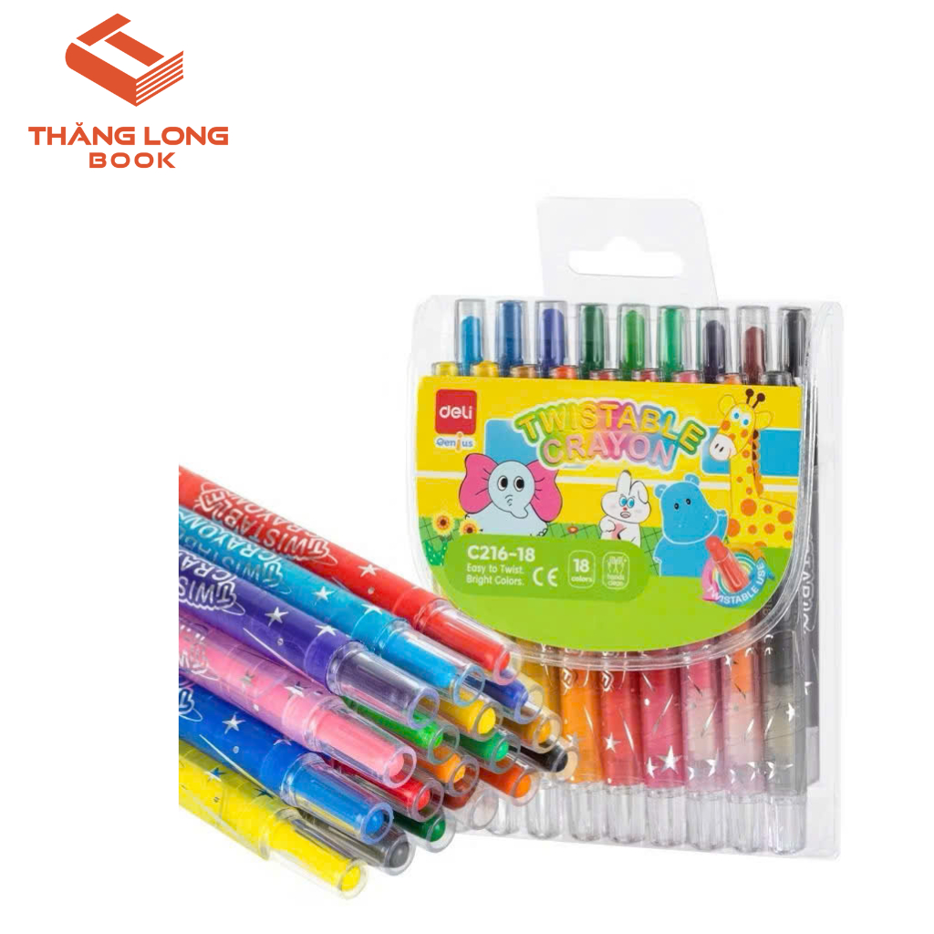 Bút sáp màu vặn Deli dài 8cm 18 màu - C216-18