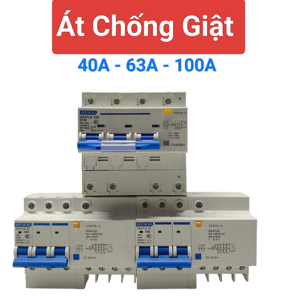 Át Chống Giật Chống Dò 3P40A  3P63A  3P100A