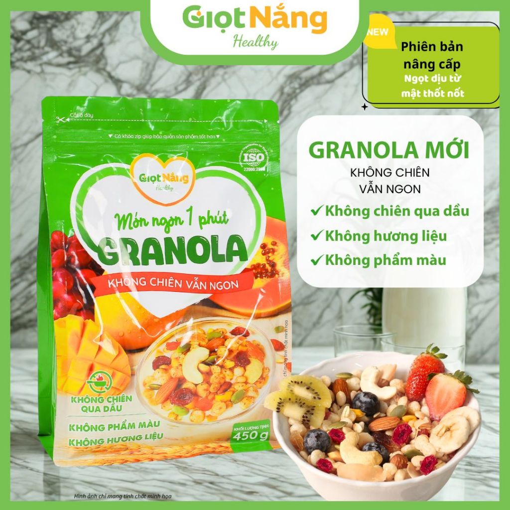 Granola Ngũ Cốc Ăn Sáng Giúp No Lâu từ Nông Sản Giọt Nắng