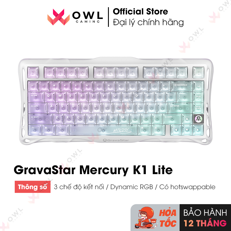 Bàn phím cơ GravaStar Mercury K1 Lite – Crystal Aurora (hàng chính hãng)