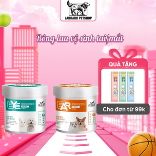 Bông lau vệ sinh tai , mắt cho chó mèo , khăn lau ố mắt nước mắt ,tai hộp 130 miếng Labrador Petshop