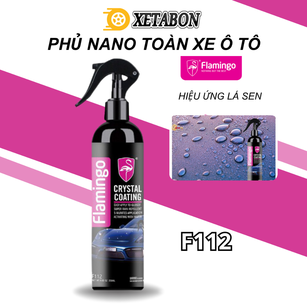 Chai Xịt Phủ Bóng Nano Coating Hiệu Ứng Lá Sen Flamingo F112 Crystal Coating dung tích 250ml