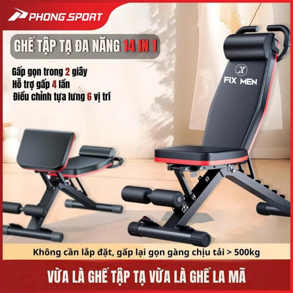 Ghế tập gym đa năng 14in1 Phongsport hỗ trợ tập tay, ghế tập tạ 12 IN 1 tập tại nhà tiện dụng