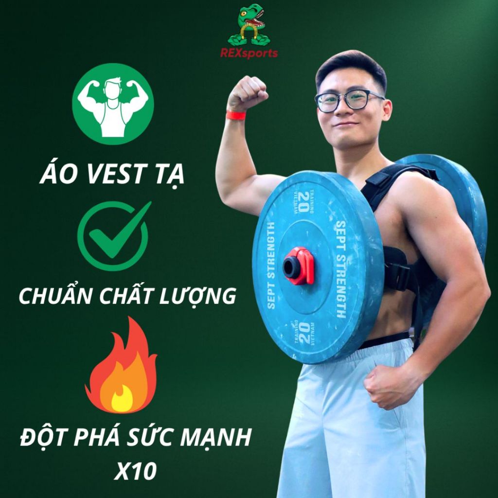 Áo Vest Gắn Tạ Đĩa TỐI ĐA 60KG Thế Hệ Mới Dành Cho Gym, Calisthenics, Chạy Bộ, Quyền Anh Huấn TĂNG S