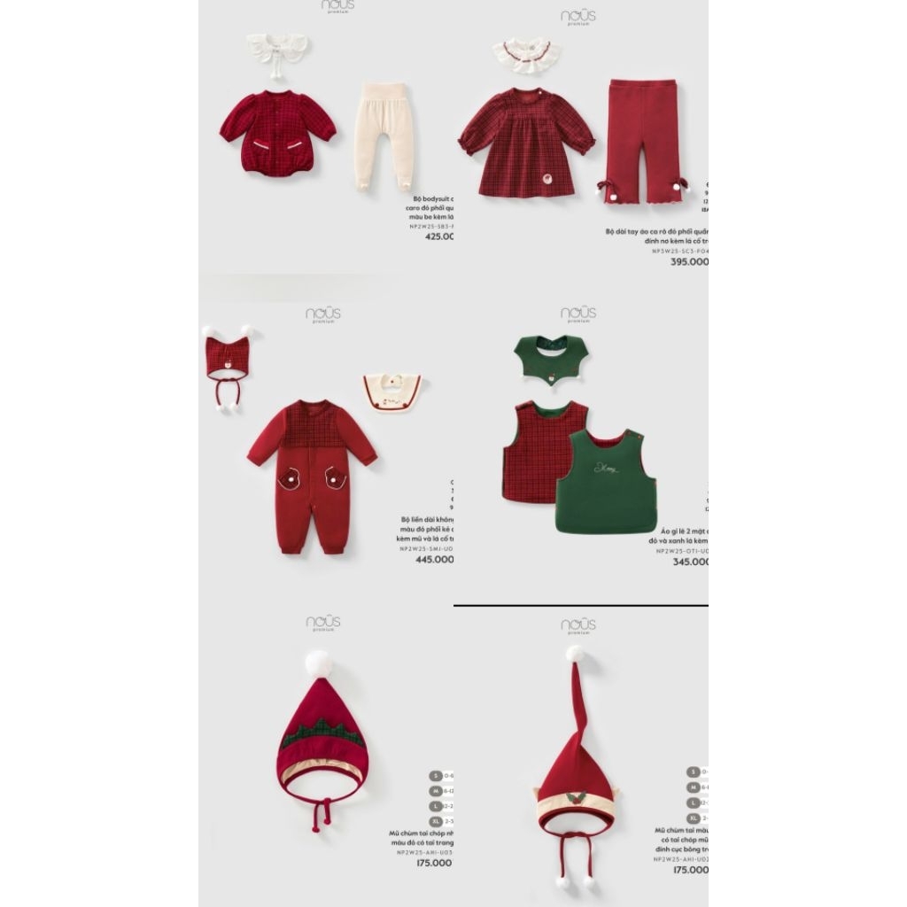 [NOUS GIÁNG SINH] BODY ÁO GILE NOUS 0M ĐẾN 3Y