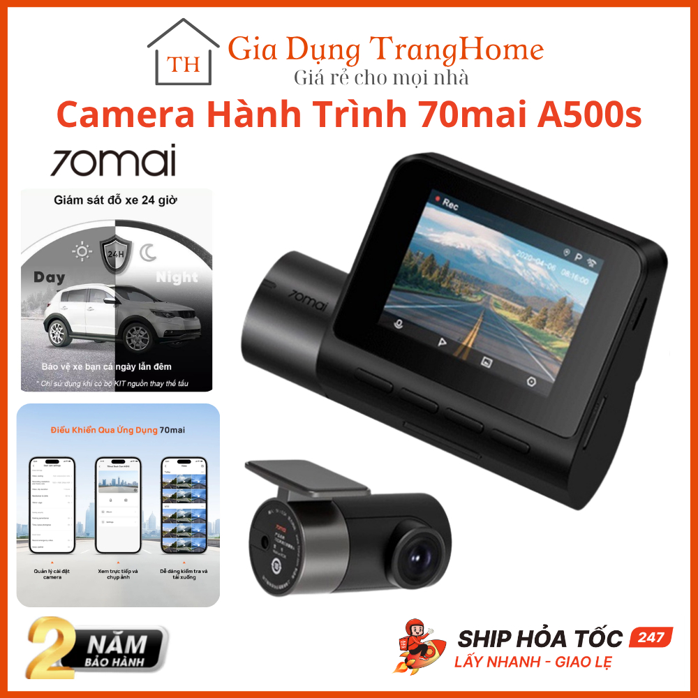 Camera Hành Trình 70mai A500s Quốc Tế Cảm Biến SONY Báo Tốc Độ GPS Lệch Làn Cảnh Báo Bằng Giọng Nói