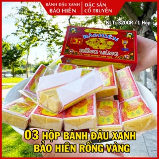  Combo 03 Hộp Bánh Đậu Xanh Cổ Truyền Bảo Hiên Rồng Vàng 