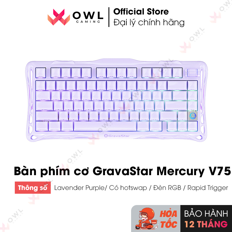 Bàn phím cơ GravaStar Mercury V75 - Lavender Purple (hàng chính hãng)