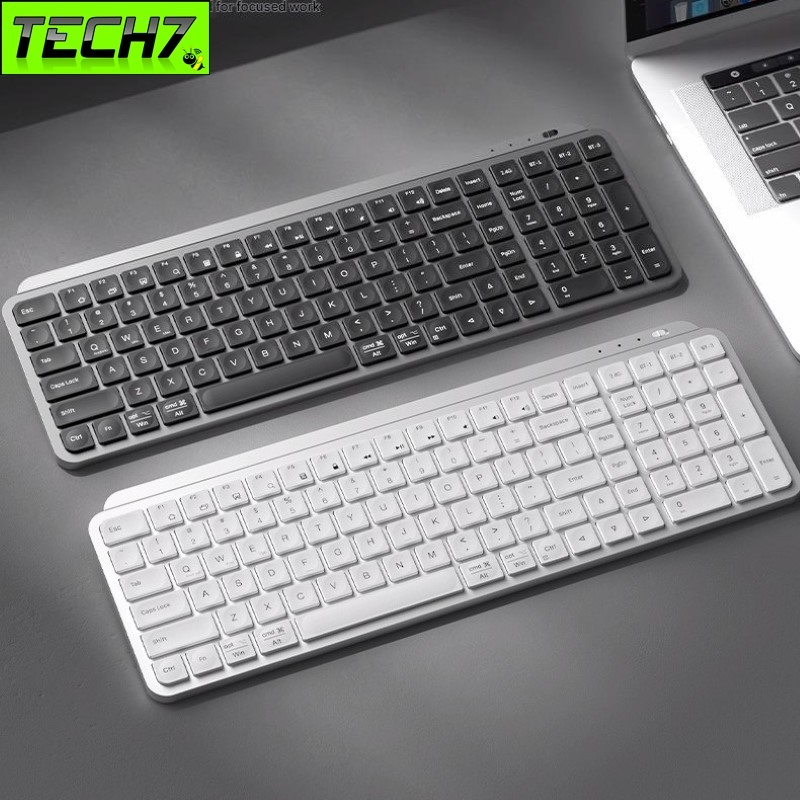 Bàn phím không dây mini X107 - pin sạc - đa kết nối bluetooth 5.0 + Usb wireless 2.4G chống ồn cho p