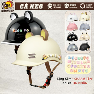 Nón Bảo Hiểm Cá Heo Nam Nữ Chính Hãng - Bảo Hành 12 Tháng Tặng Tai Gấu - Charm Tên Gắn Mũ Cute