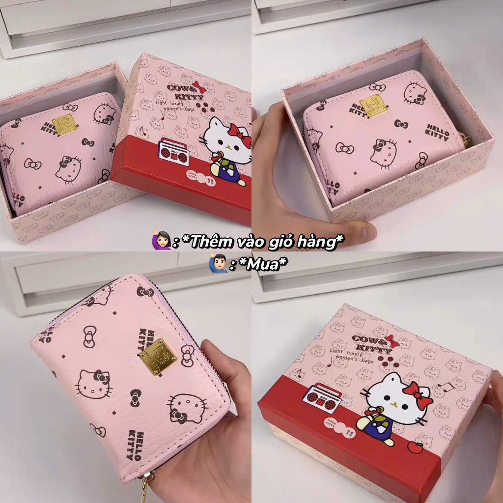 Ví nữ nhỏ gọn cầm tay ví nữ mini nhiều ngăn họa tiết dễ thương thiết kế nhỏ gọn tiện dụng