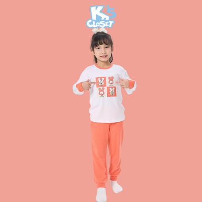 Bộ Quần Áo Dài Tay K'S CLOSET Chất Liệu Vải Cotton Dành Cho Bé Gái Từ 10-55kg (2-14 Tuổi) E008FIF