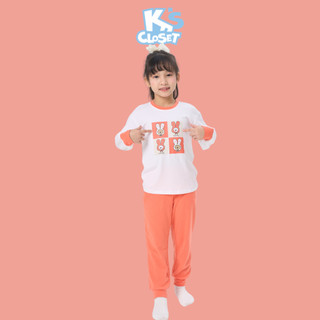 Bộ Quần Áo Dài Tay K'S CLOSET Chất Liệu Vải Cotton Dành Cho Bé Gái Từ 10-55kg (2-14 Tuổi) E008FIF
