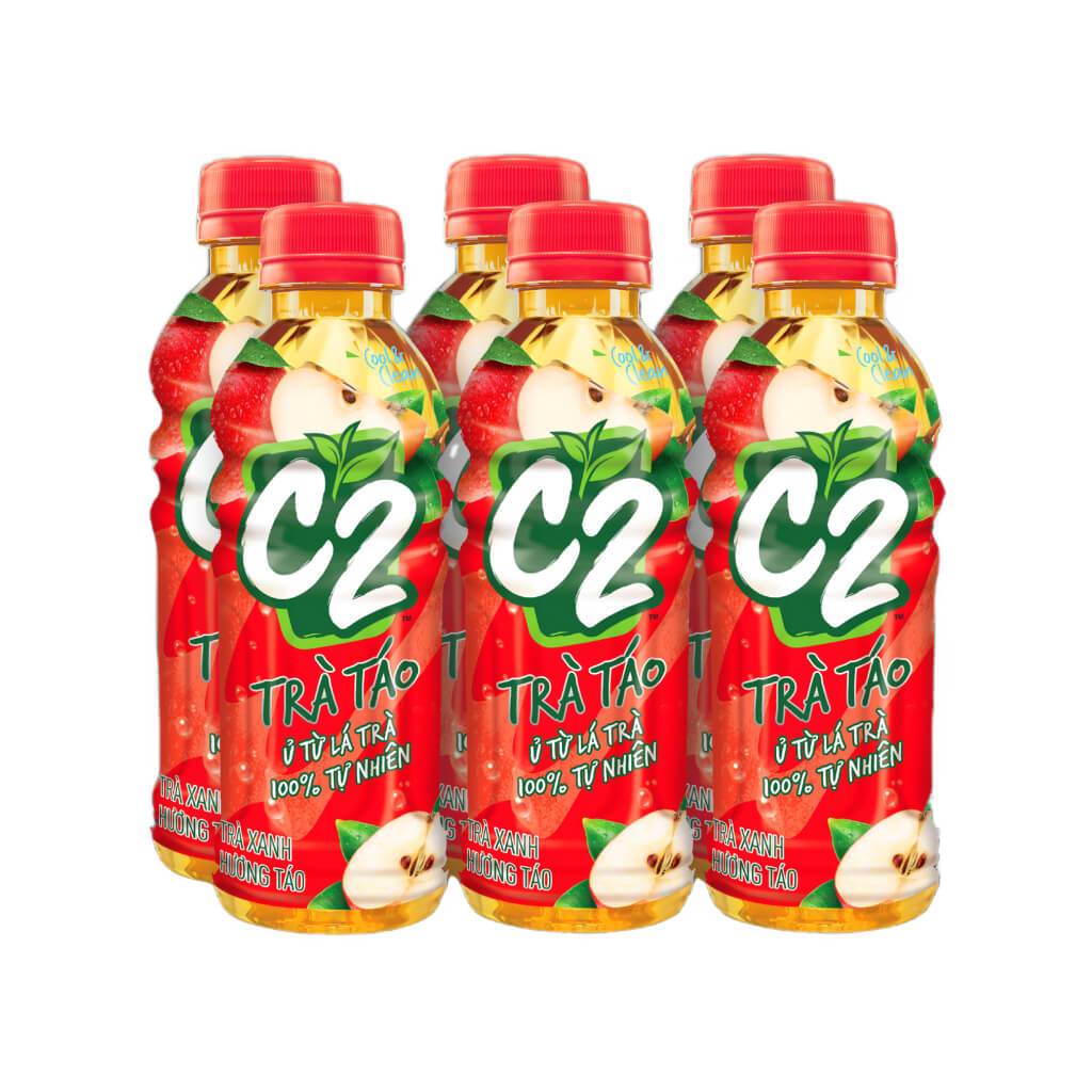 Lốc 6 chai - Trà Xanh C2 Hương Táo 355ml