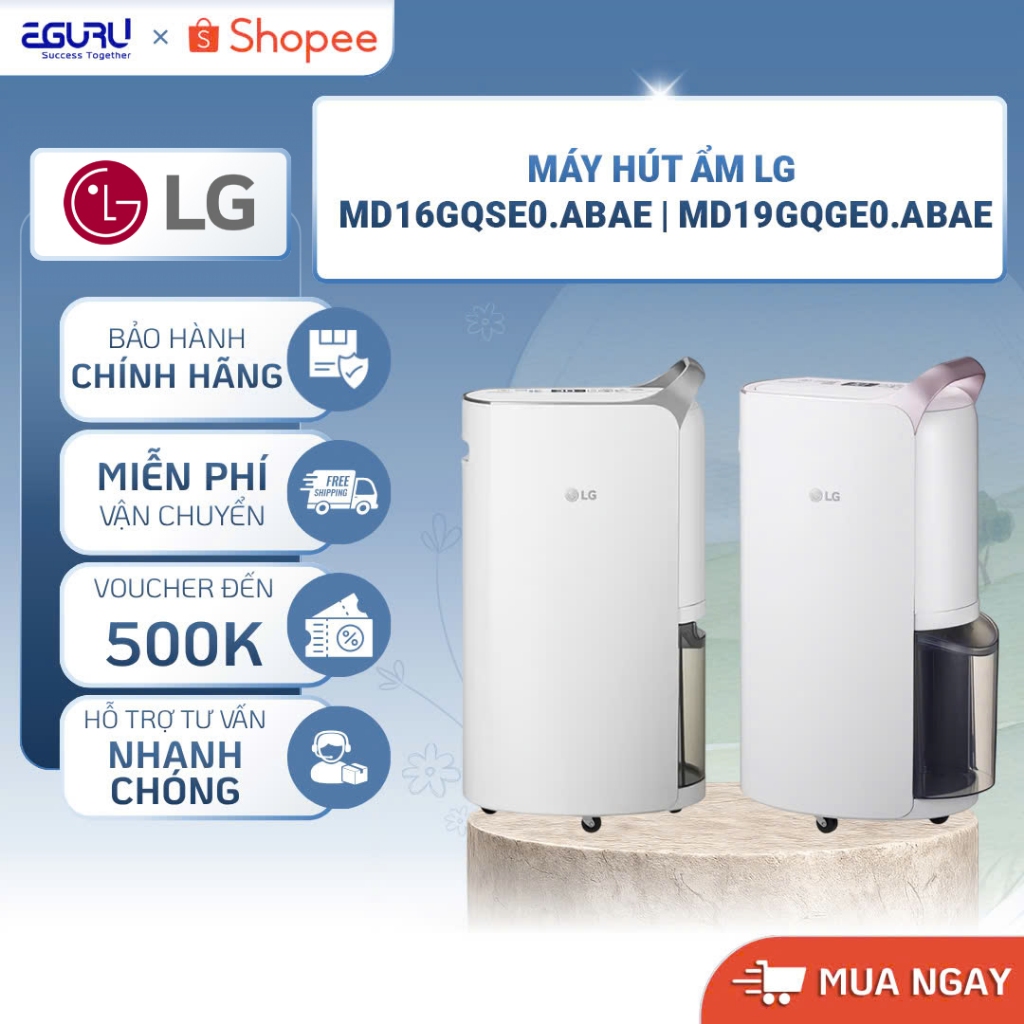 Máy hút ẩm LG Chính Hãng Dual Inverter  MD19GQGE0 19L/  MD16GQGE0 16L- Bảo Hành Chính Hãng