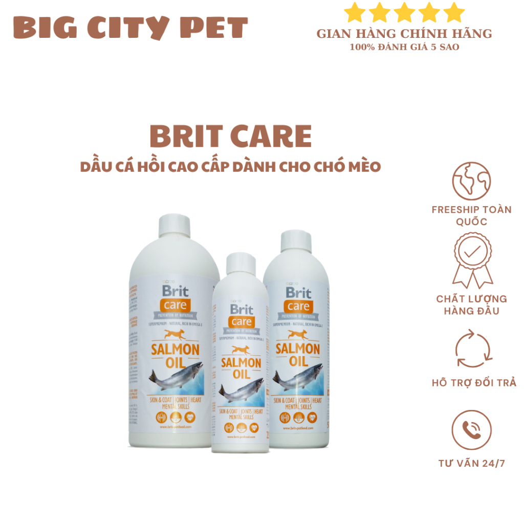 Dầu cá hồi Britcare nhập Đức Chứa Omega3 vitamin D3 Giúp mượt lông và ngăn rụng lông ở chó mèo