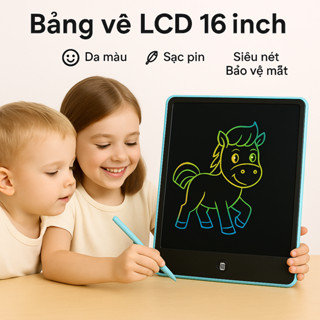 Bảng Vẽ LCD 16 Inch – Sạc Pin – Viết Xóa 1 Chạm – Màn Hình Đa Màu – Bảng Viết Thông Minh Cho Bé