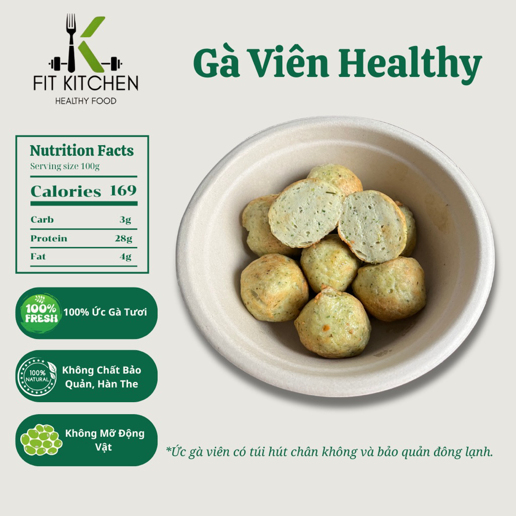 Ức Gà Viên Healthy - Eat Clean 250g Fit Kitchen Healthy Food | Hoả Tốc Hà Nội