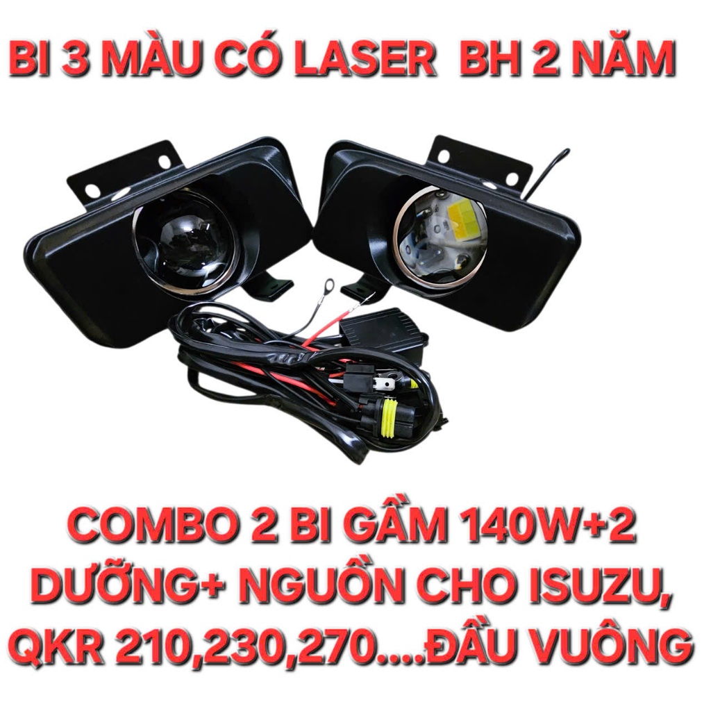 Đèn LED Bi Gầm 3.0 P90 Pro Laser + MẶT DƯỠNG+ DÂY NGUỒN  CHO DÒNG ISUZU, QKR 210, 230, 270.... CÁC X