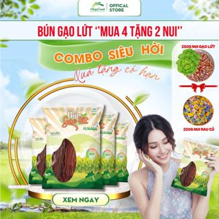 [COMBO SIÊU HỜI] Bún gạo lứt Oligaba [Mua 4 tặng 2 nui 250g], ăn thực dưỡng, tiểu đường, ăn chay, healthy
