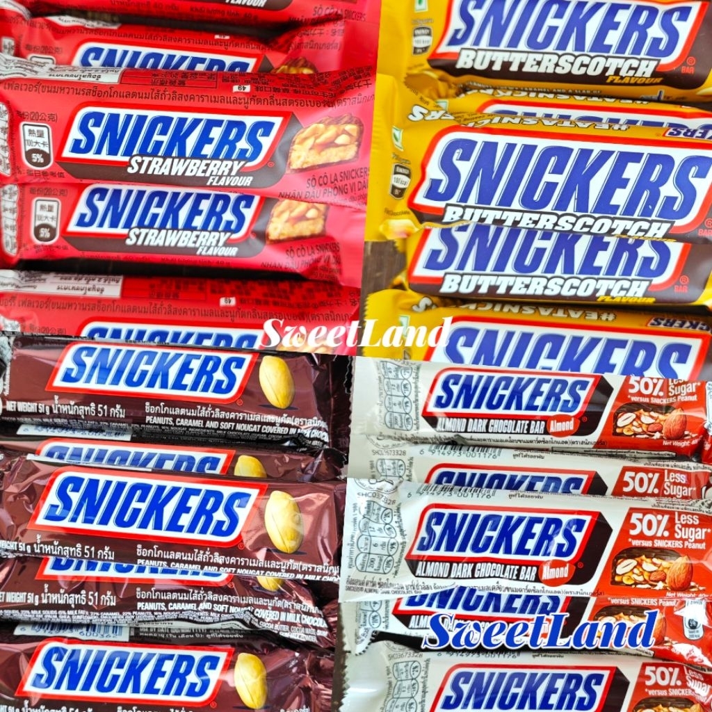 Socola Snickers nhân đậu phộng/hạnh nhân/butterscotch/dâu
