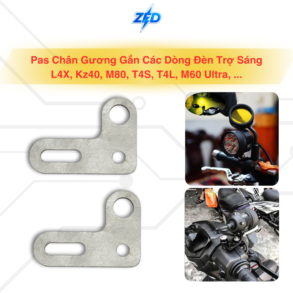 Pas Chân Gương Gắn Đèn Trợ Sáng L4X, KZ40, T4S, T4S Pro, T4L, M80 Laser, M60 Ultra, ... Phụ Kiện Xe 