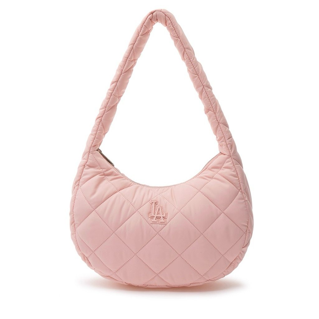 CHÍNH HÃNG - Túi MLB Korea Quilted Hobo Bag Medium LA Dodgers Peach